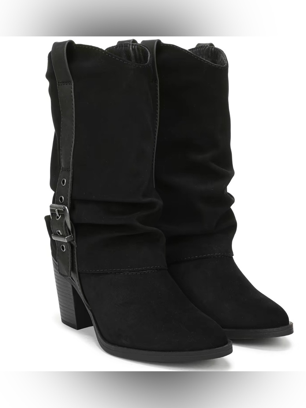 Blowfish Black Slouchy Mid-Calf Heel Boots